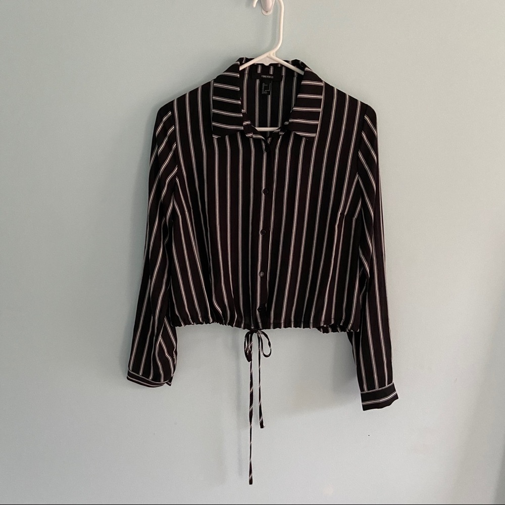 Black and White Striped Blouse